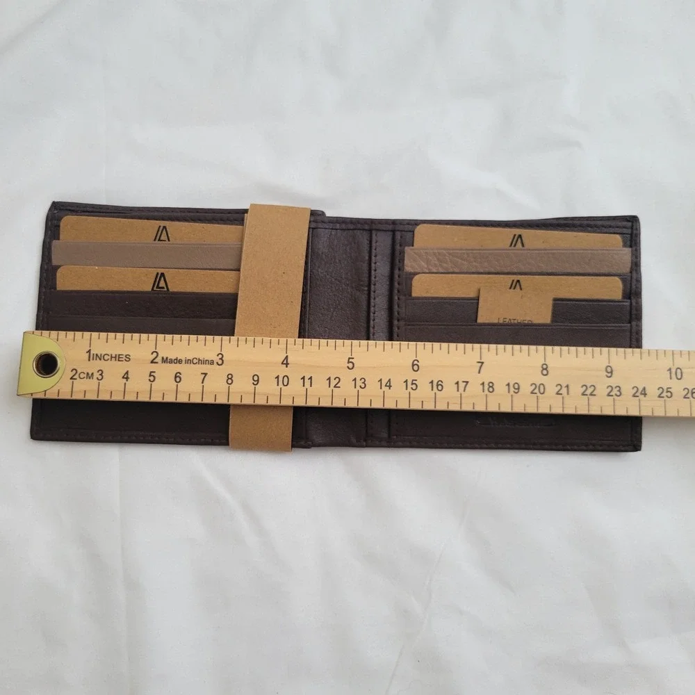 Leather Architect RFID Genuine Leather Bifold Wallet Brown Zip Coin Pocket